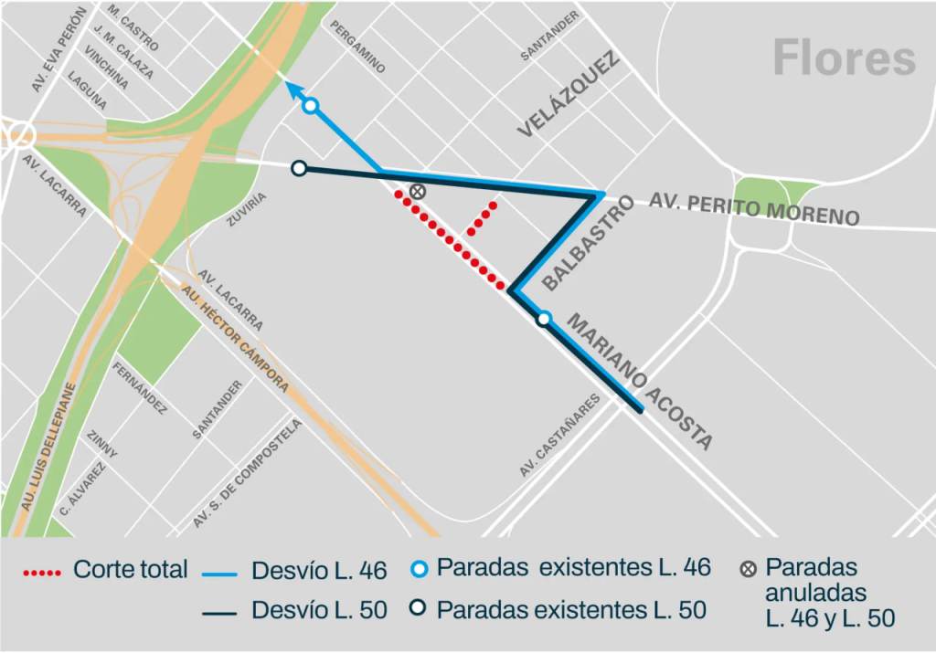 Desvían los recorridos de las líneas 46 y 50 por obras hidráulicas en la zona sur de la&nbsp;Ciudad