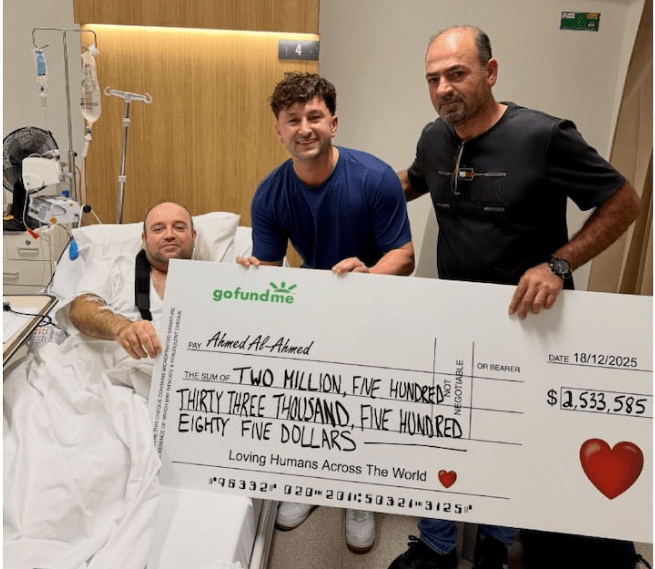 Héroe de Bondi Beach recibió una donación millonaria tras enfrentar un ataque&nbsp;terrorista